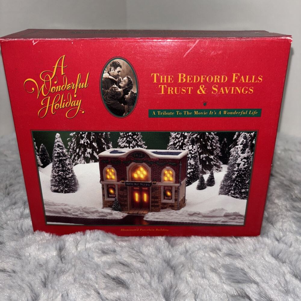 It's A Wonderful Life Village - THE BEDFORD FALLS Trust And Savings Illuminated